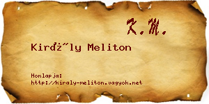 Király Meliton névjegykártya